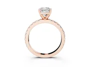 Cushion Cut Diamond Pavé Band Solitaire Set in Rose gold with Prong Setting