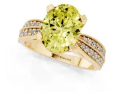 Oval Milgrain Solitaire Engagement Ring Setting for a Fancy Yellow Lab-Grown Diamond | Yellow Gold