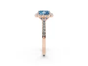 Princess Cut Raised Halo Engagement Ring Setting for a Fancy Blue Lab-Grown Diamond | Rose Gold