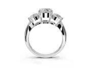 Round Three Stone Engagement Ring Setting | Tapered Pave Band | Platinum