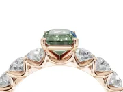 Emerald Cut Side Stone Engagement Ring Setting for a Fancy Green Lab-Grown Diamond | Scalloped Prong Accents | Rose Gold