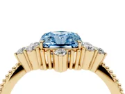 Fancy Blue Radiant Cut Diamond Cluster Ring Set in Yellow gold with Beaded Band