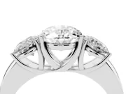 Oval Cut Diamond Three-Stone Ring Set in Platinum with Bold Center and Classic Band