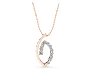 Round Lab-Grown Diamond Marquise Outline Pendant Necklace | Open Leaf Shape | Rose Gold
