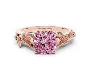 Cushion Cut Leaf Solitaire Engagement Ring Setting for a Fancy Pink Lab-Grown Diamond | Rose Gold