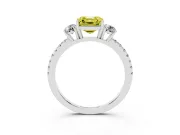 Asscher Cut Three Stone Engagement Ring Setting for a Fancy Yellow Lab-Grown Diamond | Pave Shoulders | Platinum