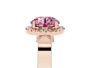 Round Pavé Halo Engagement Ring Setting for a Fancy Pink Lab-Grown Diamond | Rose Gold