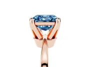 Asscher Cut Tapered Solitaire Engagement Ring Setting for a Fancy Blue Lab-Grown Diamond | Claw Prong Head | Rose Gold