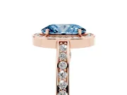 Oval Sectioned Halo Engagement Ring Setting for a Fancy Blue Lab-Grown Diamond | Rose Gold