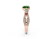 Heart-Shaped Three-Stone Twist Engagement Ring Setting for a Fancy Green Lab-Grown Diamond | Rose Gold