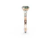 Round Tapered Baguette Engagement Ring Setting for a Fancy Green Lab-Grown Diamond | Rose Gold