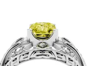 Radiant Cut Art Deco Engagement Ring Setting for a Fancy Yellow Lab-Grown Diamond | White Gold