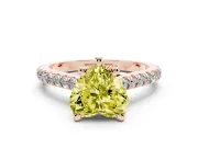 Heart-Shaped Hidden Halo Pave Engagement Ring Setting for a Fancy Yellow Lab-Grown Diamond | Claw Prongs | Rose Gold