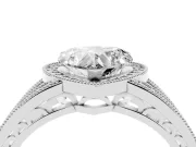 Heart Cut Diamond Halo Ring Set in White gold with Accent Split Shank and Prong Setting