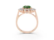 Round Floral Double Halo Engagement Ring Setting for a Fancy Green Lab-Grown Diamond | Plain Band | Rose Gold