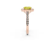 Fancy Yellow Radiant Cut Diamond Milgrain Floral Halo Engagement Ring Set in Rose gold with Pavé Band