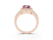 Princess Cut Halo Engagement Ring Setting for a Fancy Pink Lab-Grown Diamond | Pavé Band | Rose Gold