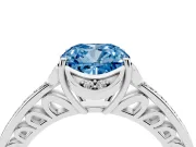 Cushion Cut Floral Pavé Engagement Ring Setting for a Fancy Blue Lab-Grown Diamond | Platinum