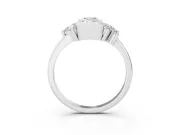 Radiant Cut Pear Side Stone Cluster Engagement Ring Setting | Bezel Frame | Sterling Silver