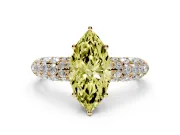Marquise Multi Row Pave Engagement Ring Setting for a Fancy Yellow Lab-Grown Diamond | Yellow Gold