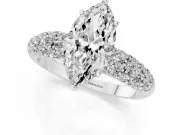 Marquise Multi Row Pave Solitaire Engagement Ring Setting | Domed Shoulders | Platinum