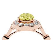 Fancy Yellow Pear Cut Diamond Halo Engagement Ring Set in Rose gold with Twisted Band and Prong Setting
