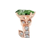 Pear-Shaped Leaf Pavé Engagement Ring Setting for a Fancy Green Lab-Grown Diamond | Rose Gold