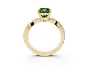 Princess Cut Twist Engagement Ring Setting for a Fancy Green Lab-Grown Diamond | Yellow Gold