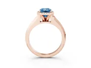 Radiant Cut Knife-Edge Halo Engagement Ring Setting for a Fancy Blue Lab-Grown Diamond | Rose Gold