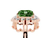 Princess Cut Scalloped Cluster Halo Engagement Ring Setting for a Fancy Green Lab-Grown Diamond | Plain Band | Rose Gold