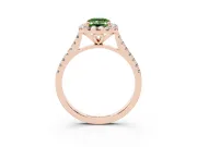 Emerald Cut Halo Engagement Ring Setting for a Fancy Green Lab-Grown Diamond | Tapered Band | Rose Gold