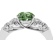 Oval Side Stone Engagement Ring Setting for a Fancy Green Lab-Grown Diamond | Platinum
