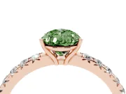 Pear-Shaped Pave Solitaire Engagement Ring Setting for a Fancy Green Lab-Grown Diamond | Shared Prong Band | Rose Gold