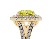 Radiant Cut Halo Split Shank Engagement Ring Setting for a Fancy Yellow Lab-Grown Diamond | Yellow Gold