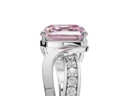 Asscher Cut Bypass Solitaire Engagement Ring Setting for a Fancy Pink Lab-Grown Diamond | Pavé Strands | Sterling Silver