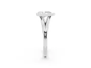 Bezel Set Pear Cut Diamond Solitaire Ring Set in Platinum with Tapered Band