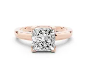 Princess Cut Diamond Solitaire Ring Set in Rose gold with Prong Head and Smooth Polished Band