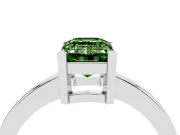 Fancy Green Emerald Cut Diamond Solitaire Ring Set in Platinum with Prong Head and Smooth Polished Band
