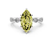Marquise Vintage Engagement Ring Setting for a Fancy Yellow Lab-Grown Diamond | Sterling Silver