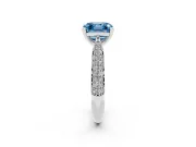 Fancy Blue Asscher Cut Diamond Solitaire Engagement Ring Set in Silver with Multi-Row Round Pavé Band and Prong Setting