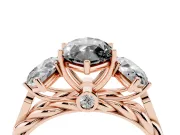 Fancy Black Marquise Cut Diamond Three-Stone Ring Set in Rose gold with Braided Band