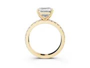 Asscher Cut Shared Prong Solitaire Engagement Ring Setting | Pavé Band | Yellow Gold