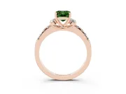 Emerald Cut Side Stone Engagement Ring Setting for a Fancy Green Lab-Grown Diamond | Pave Band | Rose Gold