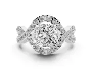 Princess Cut Infinity Twist Pavé Engagement Ring Setting | Crossover Ribbons | Platinum