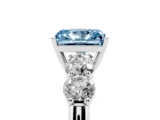 Radiant Cut Five Stone Engagement Ring Setting for a Fancy Blue Lab-Grown Diamond | Plain Band | Sterling Silver
