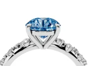 Round Graduated Accent Engagement Ring Setting for a Fancy Blue Lab-Grown Diamond | Sterling Silver