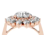 Round Floral Double Halo Engagement Ring Setting | Plain Band | Rose Gold