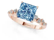 Princess Cut Graduated Solitaire Engagement Ring Setting for a Fancy Blue Lab-Grown Diamond | Rose Gold
