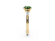 Round Three Stone Engagement Ring Setting for a Fancy Green Lab-Grown Diamond | Tapered Baguettes | Yellow Gold