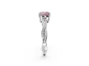 Cushion Cut Twisted Pavé Solitaire Engagement Ring Setting for a Fancy Pink Lab-Grown Diamond | Open Basket | White Gold